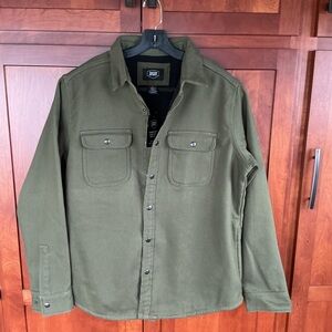 NWT Berkley Jensen Bonded Sherpa Fleece Shirt Jacket. Snaps. Mens. XL. Olive